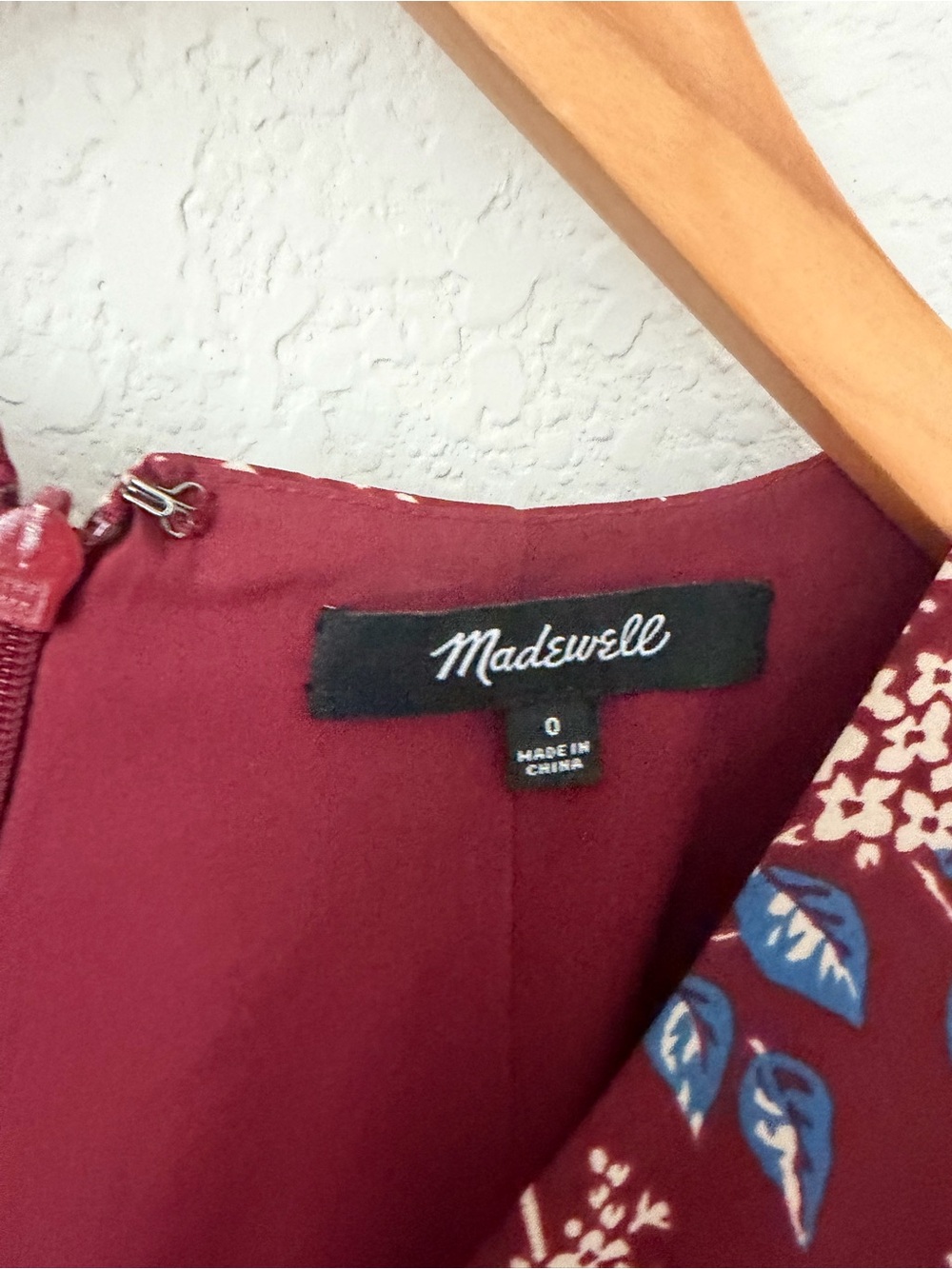 Madewell Burgundy Floral V-Neck Mini Dress size 0 - Picture 7 of 14